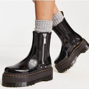 Dr. Martens 2976 Max Distressed Patent Chelsea Platform Boots